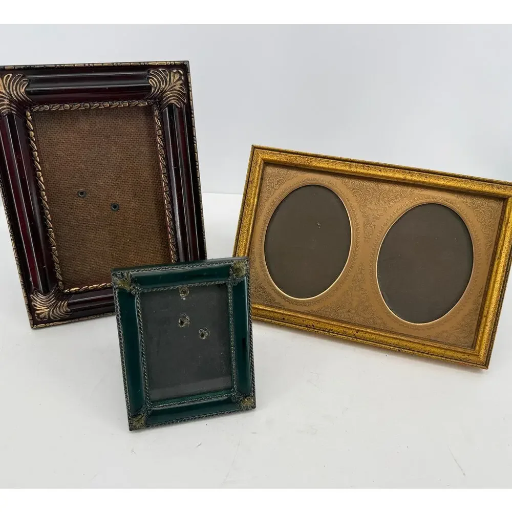 Ornate Resin Picture Frames Gold Brass Mat 3x5 4x6 Double Oval Lot 3 Old World